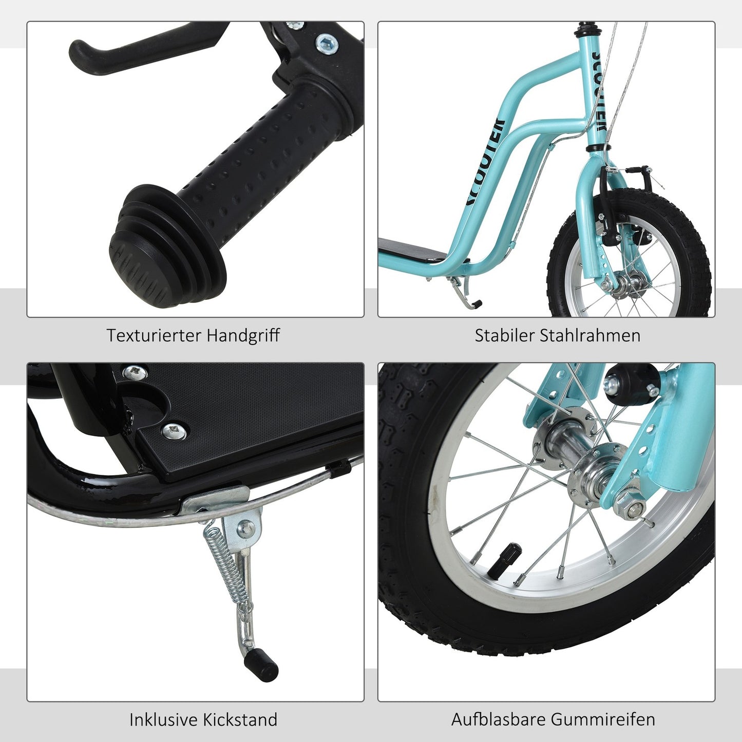 Scooter with 12"" air tires for children from 5 years and up