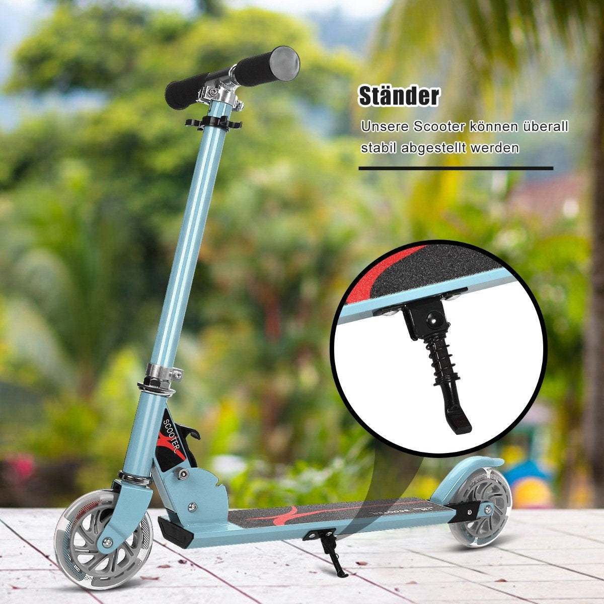 Scooter Kick Scooter Height Adjustable Children's Scooter Foldable Kick Scooter with 2 Wheels Blue