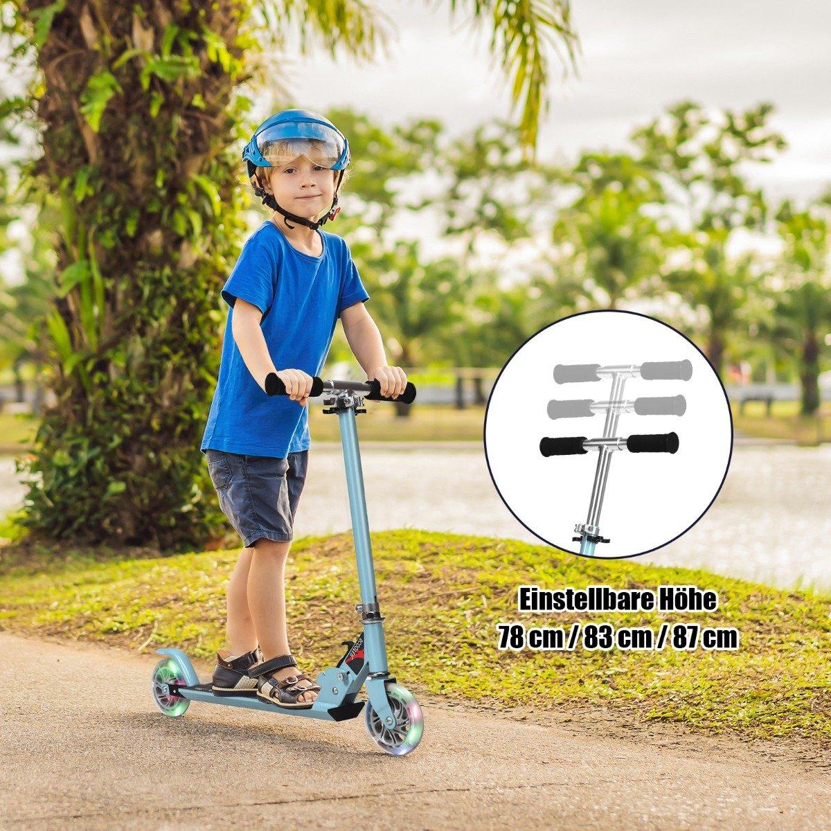 Scooter Kick Scooter Height Adjustable Children's Scooter Foldable Kick Scooter with 2 Wheels Blue