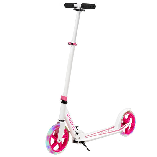 Scooter scooter foldable kick scooter height adjustable 100kg load capacity kick scooter with 2 LED wheels pink