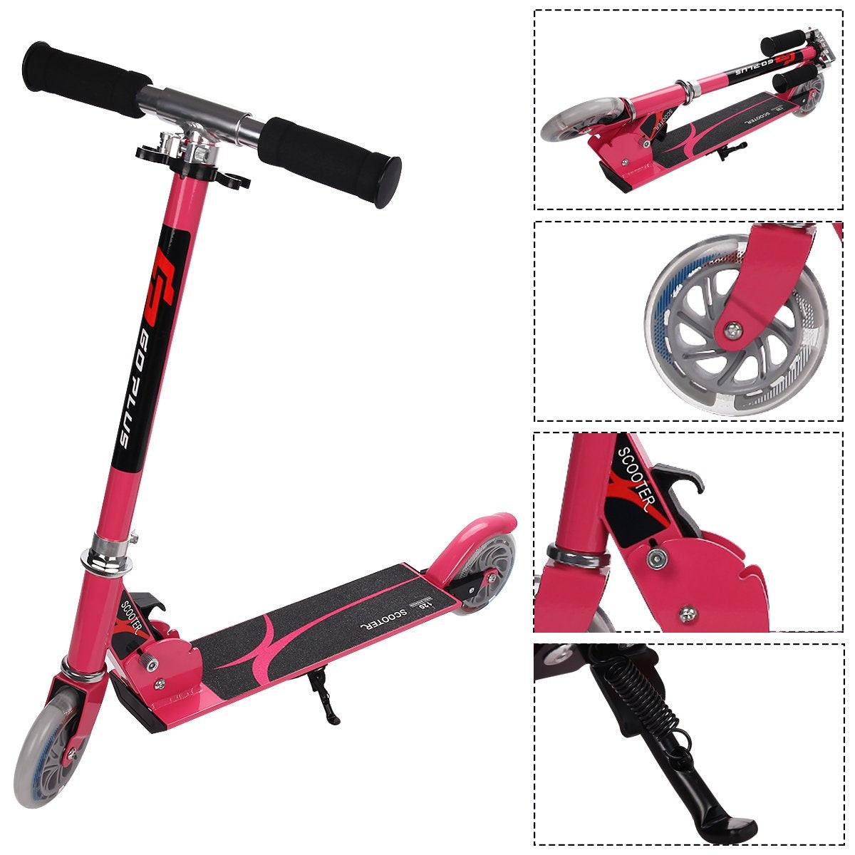 Scooter scooter kick scooter children's scooter city scooter foldable up to 70KG-pink