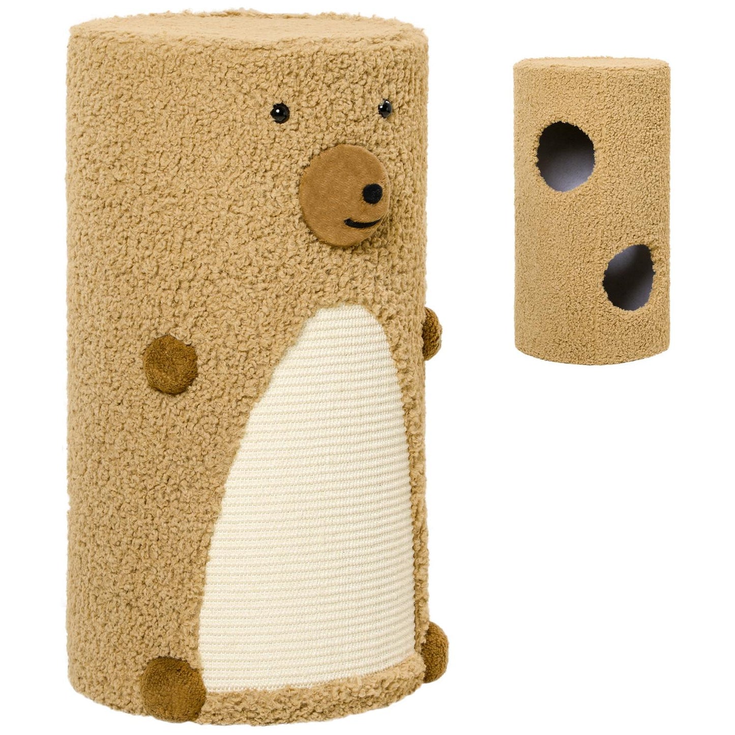 Cat Scratching Tower with caves and board, light brown, 66cm