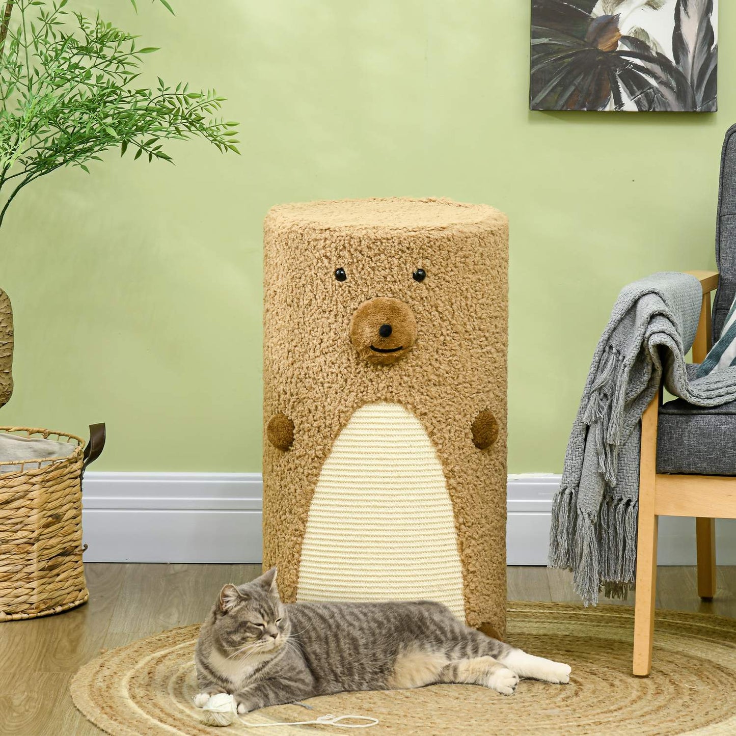 Cat Scratching Tower with caves and board, light brown, 66cm