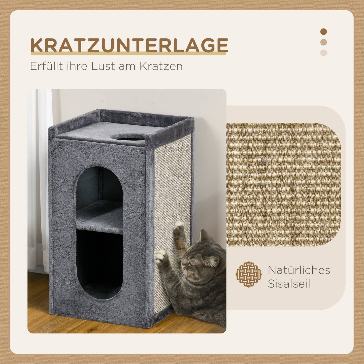 Cat Scratching Tower, 81 cm, 2 caves, dark grey, up to 6 kg
