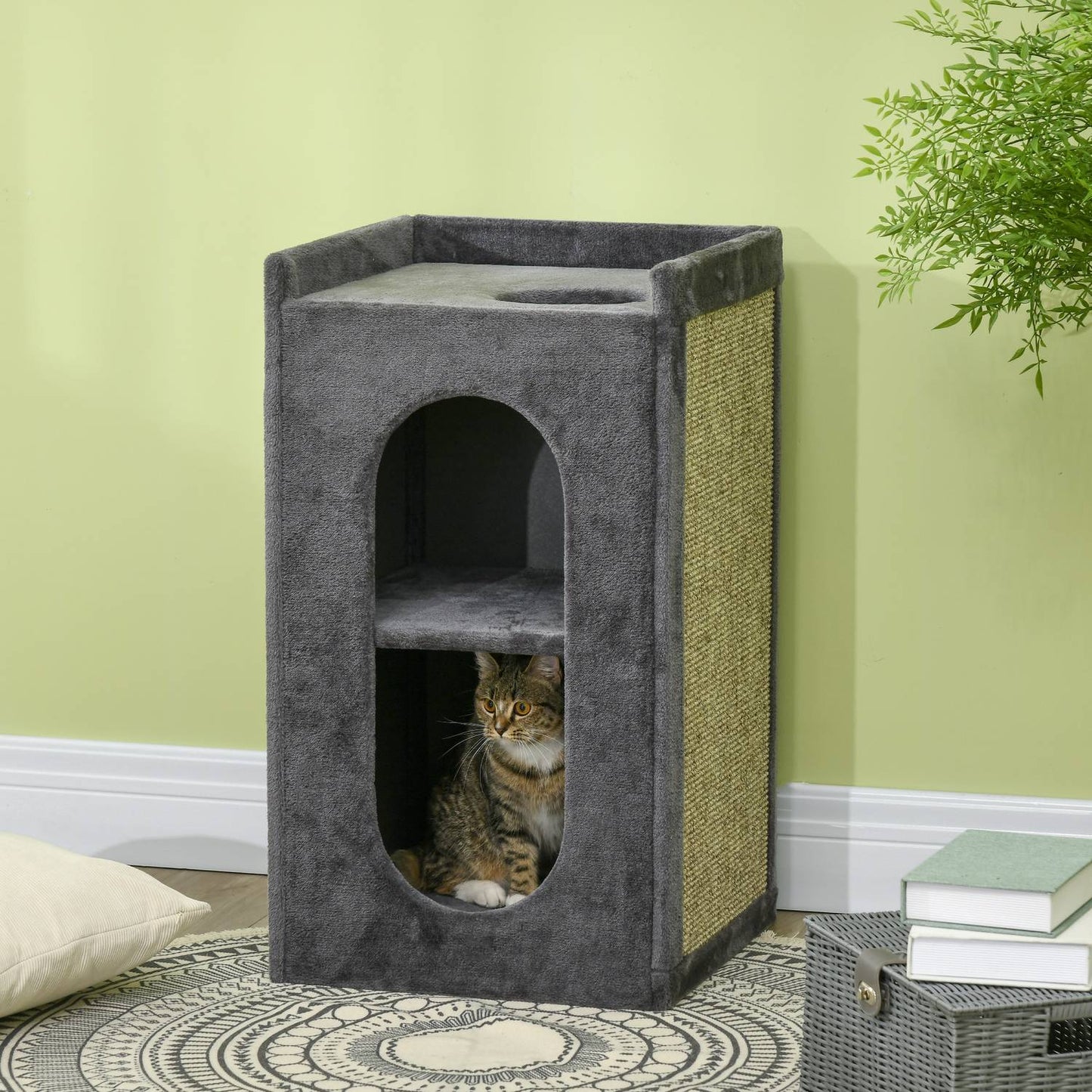 Cat Scratching Tower, 81 cm, 2 caves, dark grey, up to 6 kg