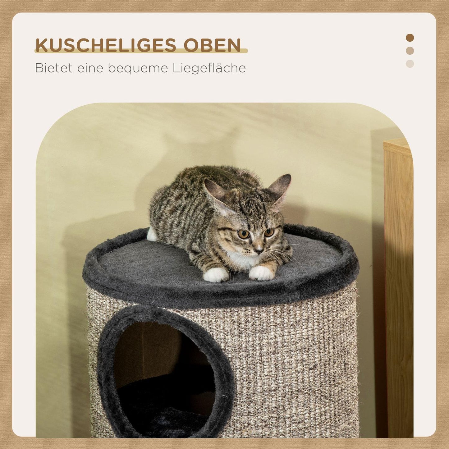 Cat Scratching Barrel with 3 sisal and plush caves, gray