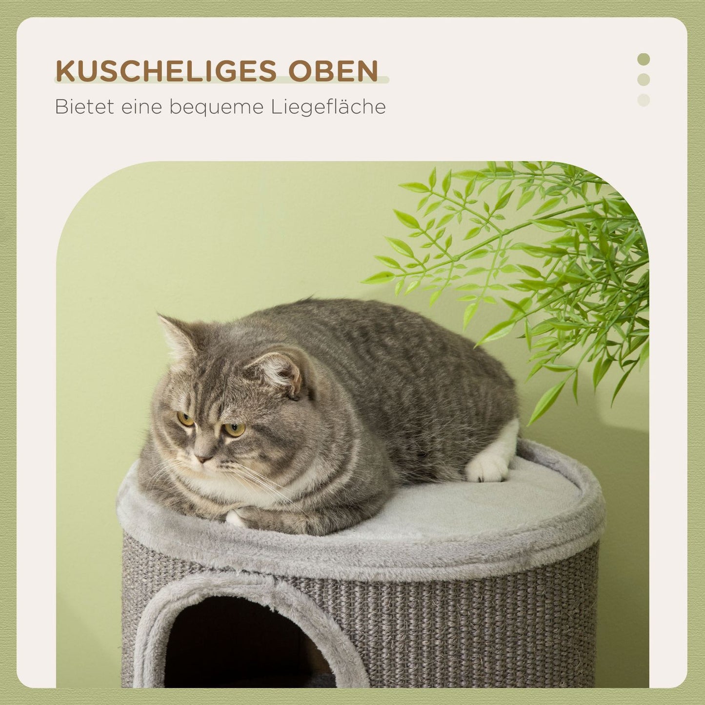 Cat Scratching Barrel with Sisal & Plush, 3 Caves, Light Grey