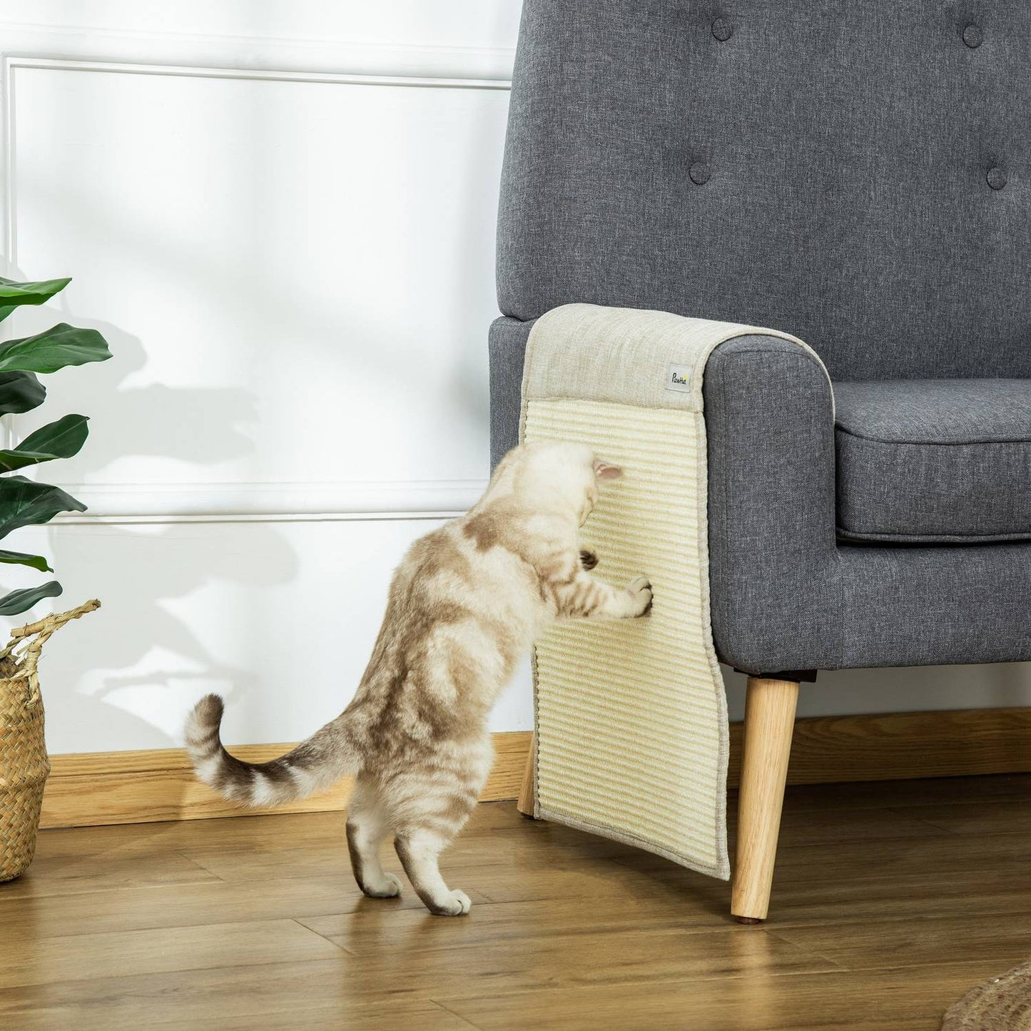 Cat Scratching Mat, Sisal Sofa Cover Set - Beige/Grey