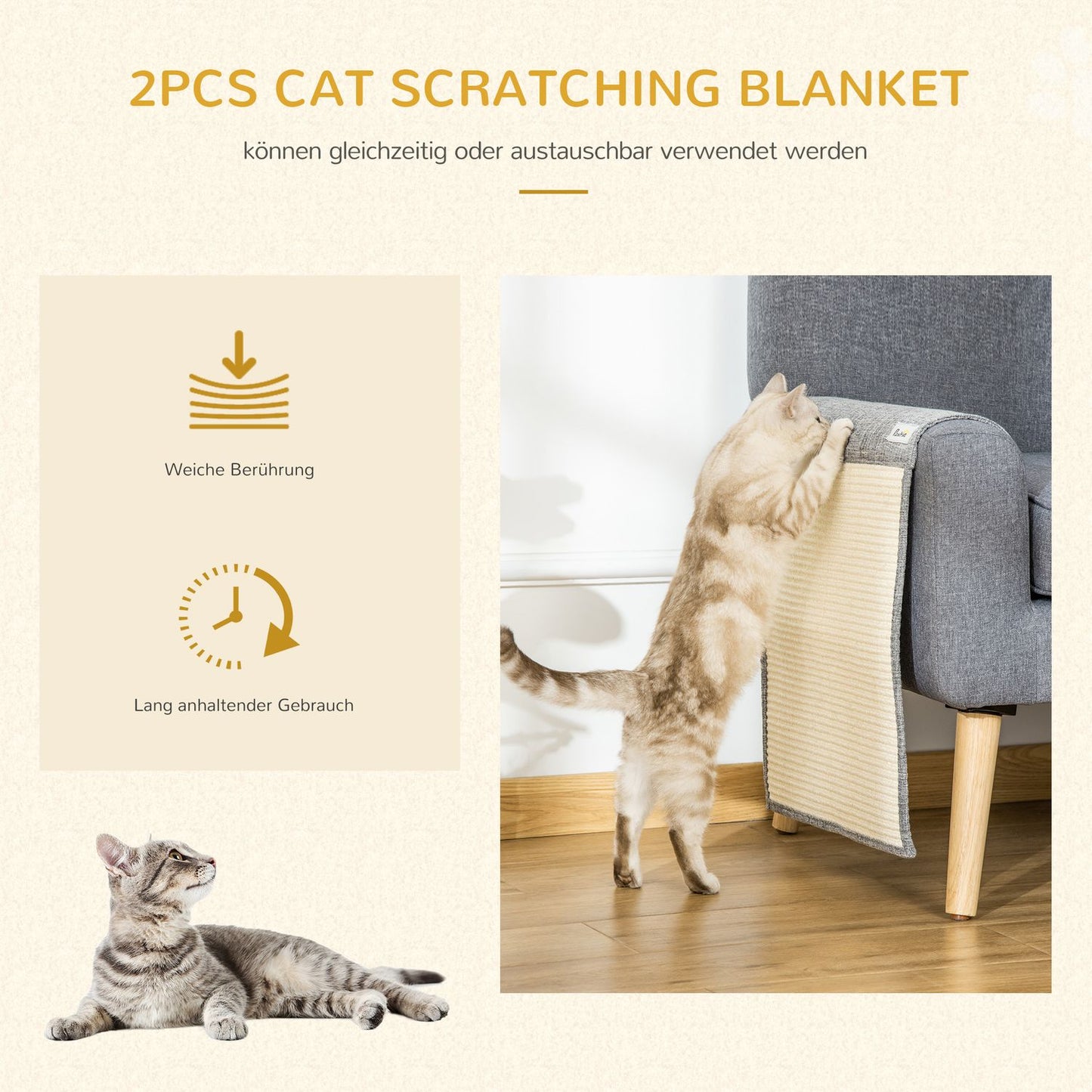 Sofa chair Cat Scratch Protector Mats, set of 2, Sisal