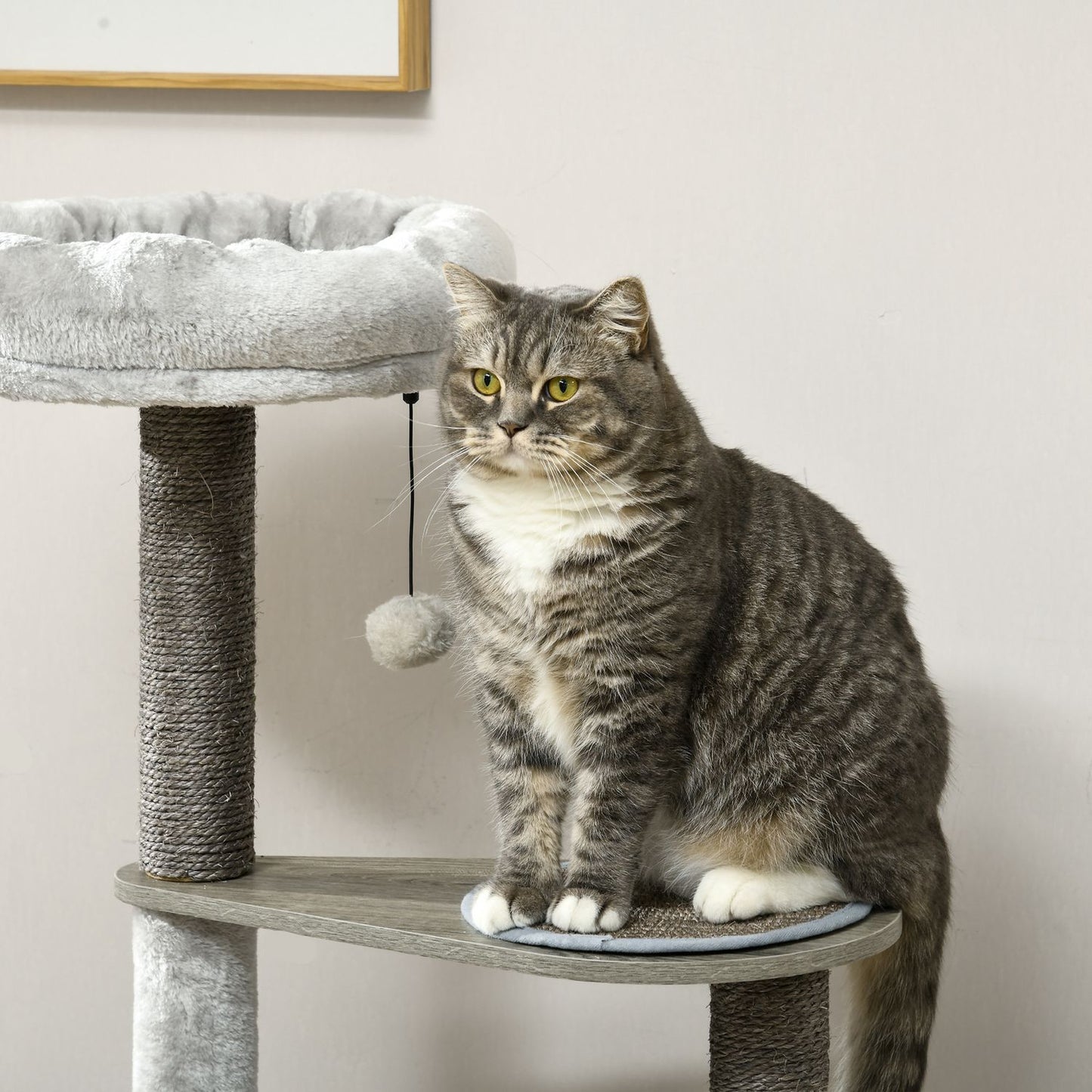 Cat scratching post, 4 levels, sisal, with toy and bed