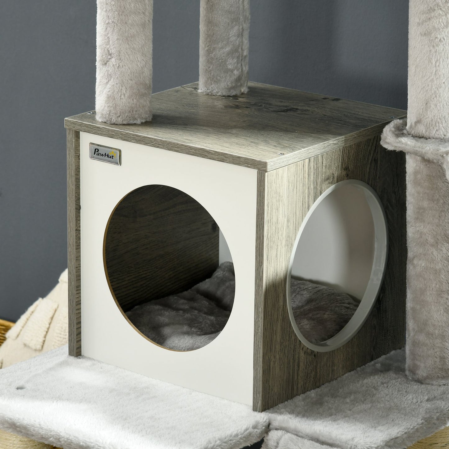 Cat tree 141.5 cm with cave, play ball, bed and sisal