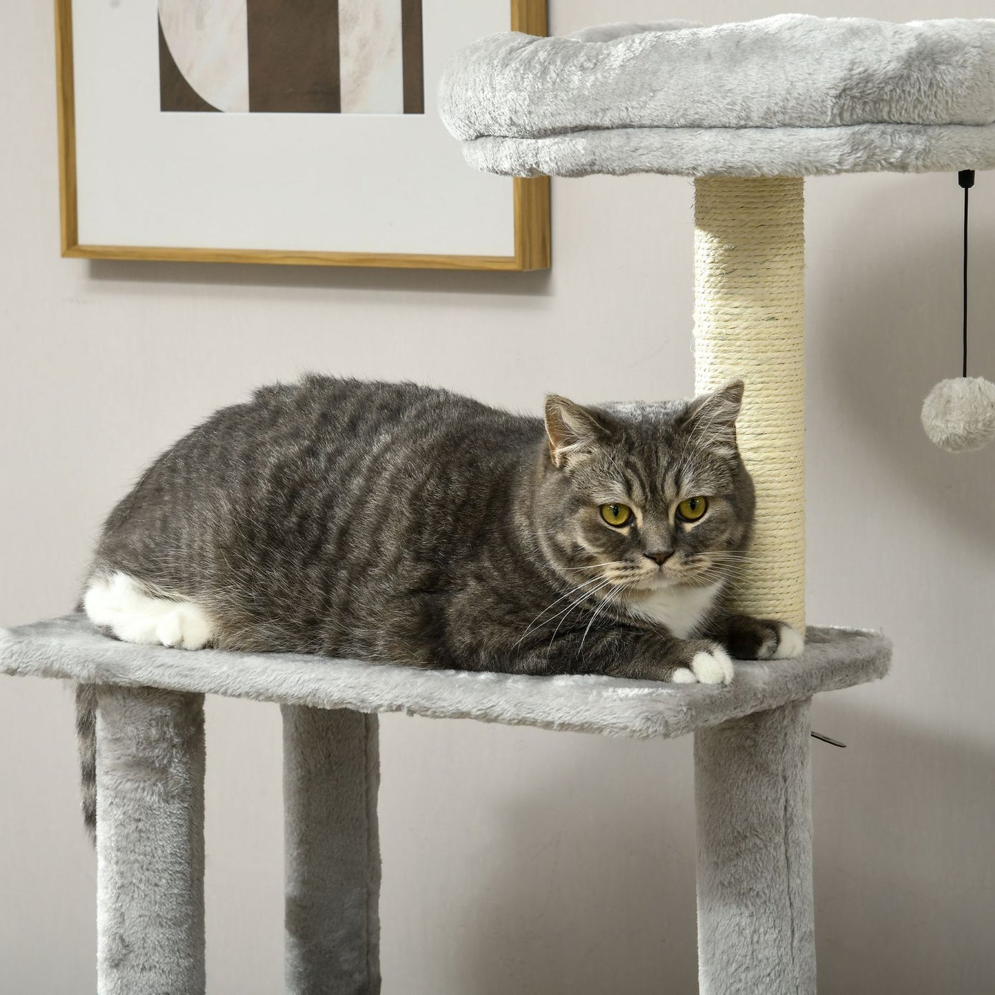 Cat tree 141.5 cm with cave, play ball, bed and sisal