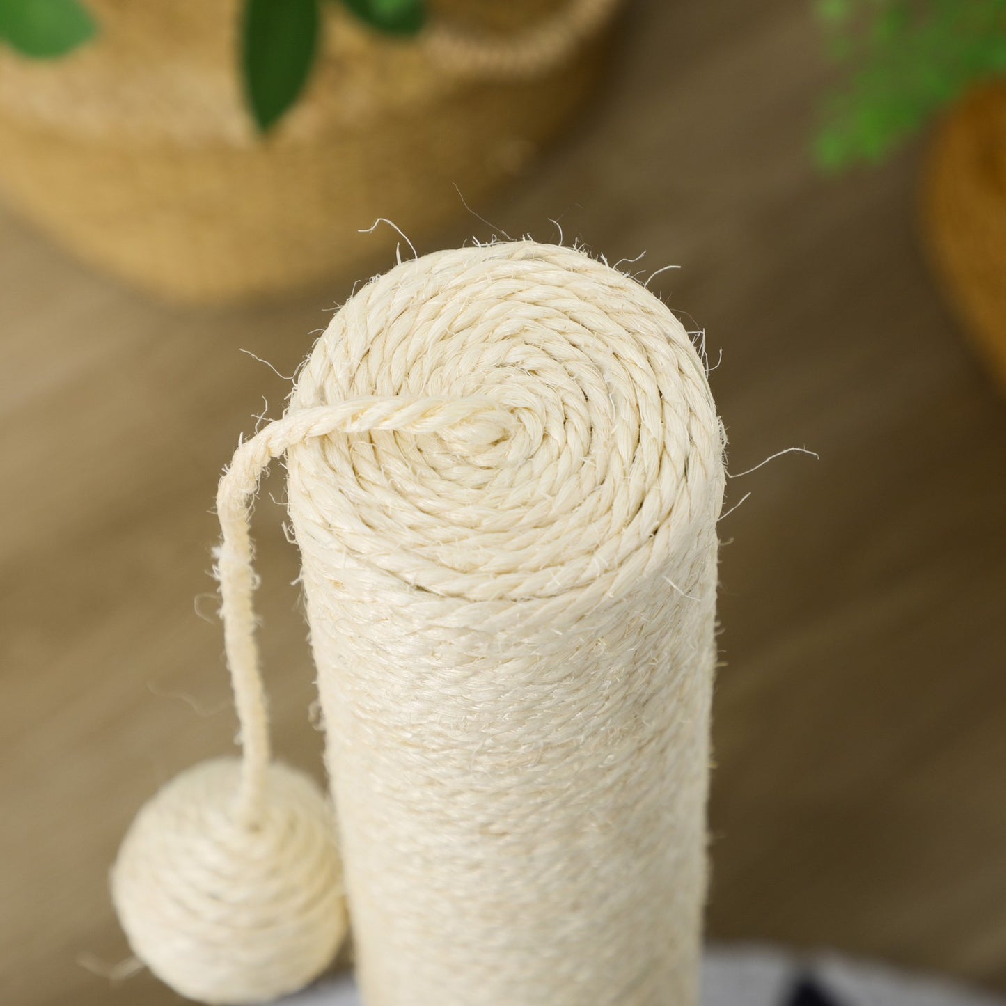 Cat scratching post, 62 cm jute with ball - light grey/beige