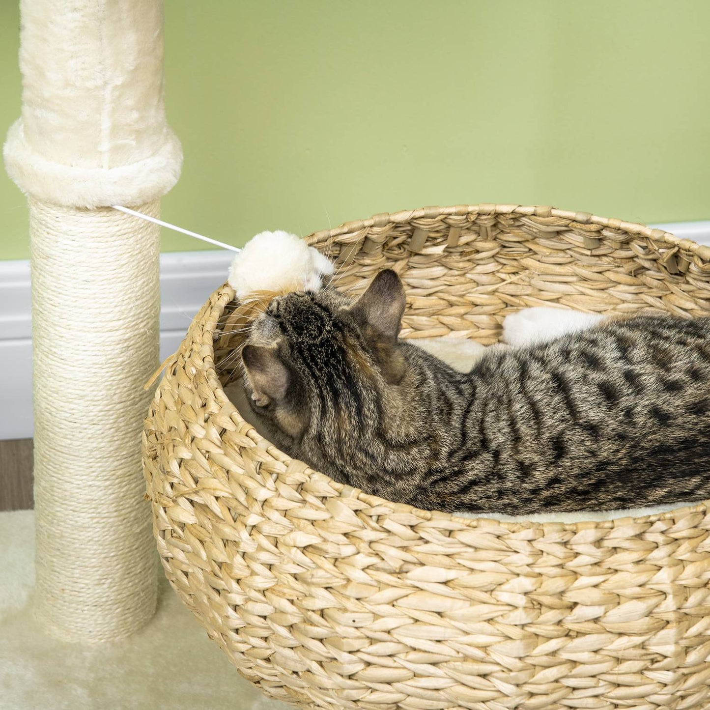 Cat Climbing Tree 72cm with beds & play ball, Beige/Cream