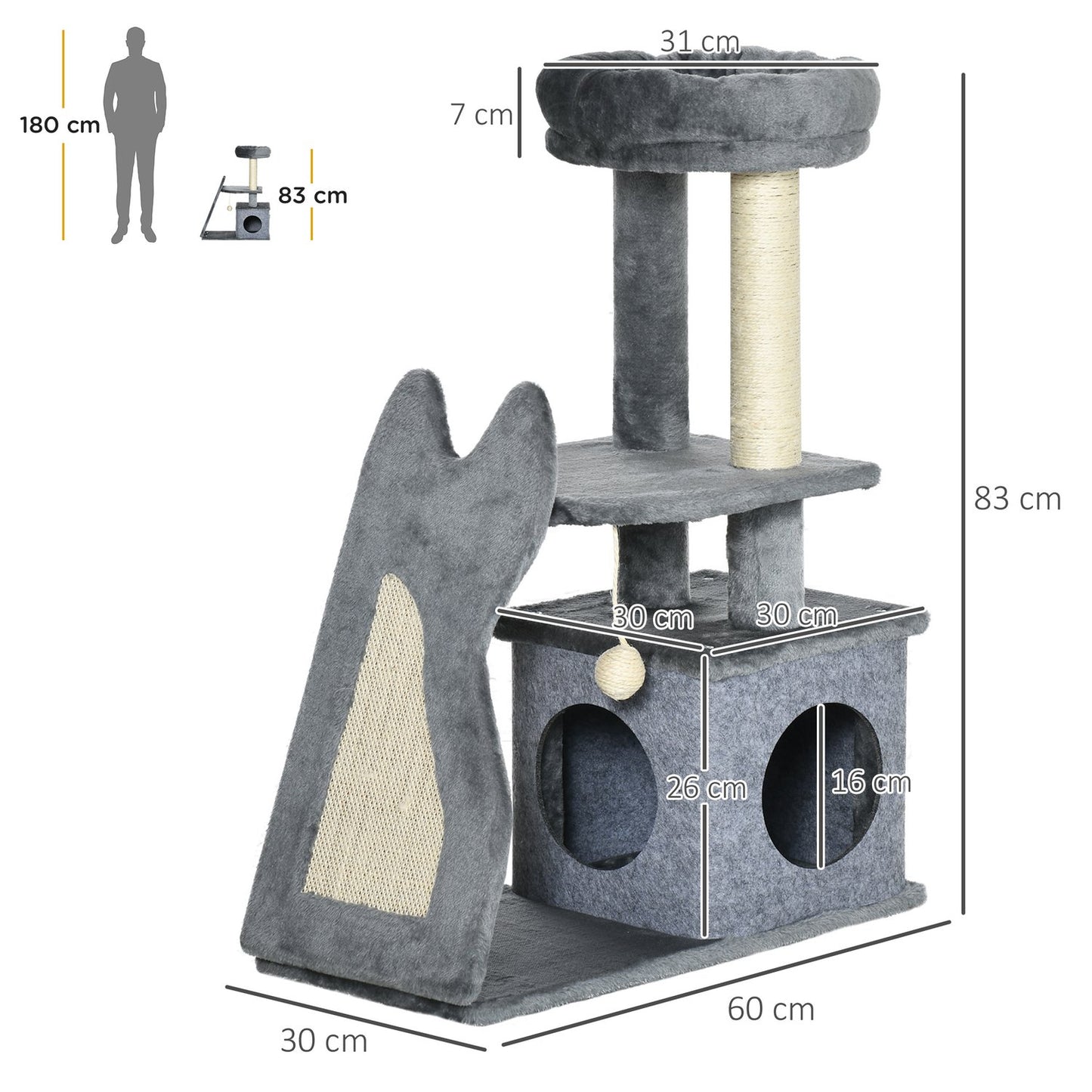 Cat Tree Tower with scratching post, platforms and ramp