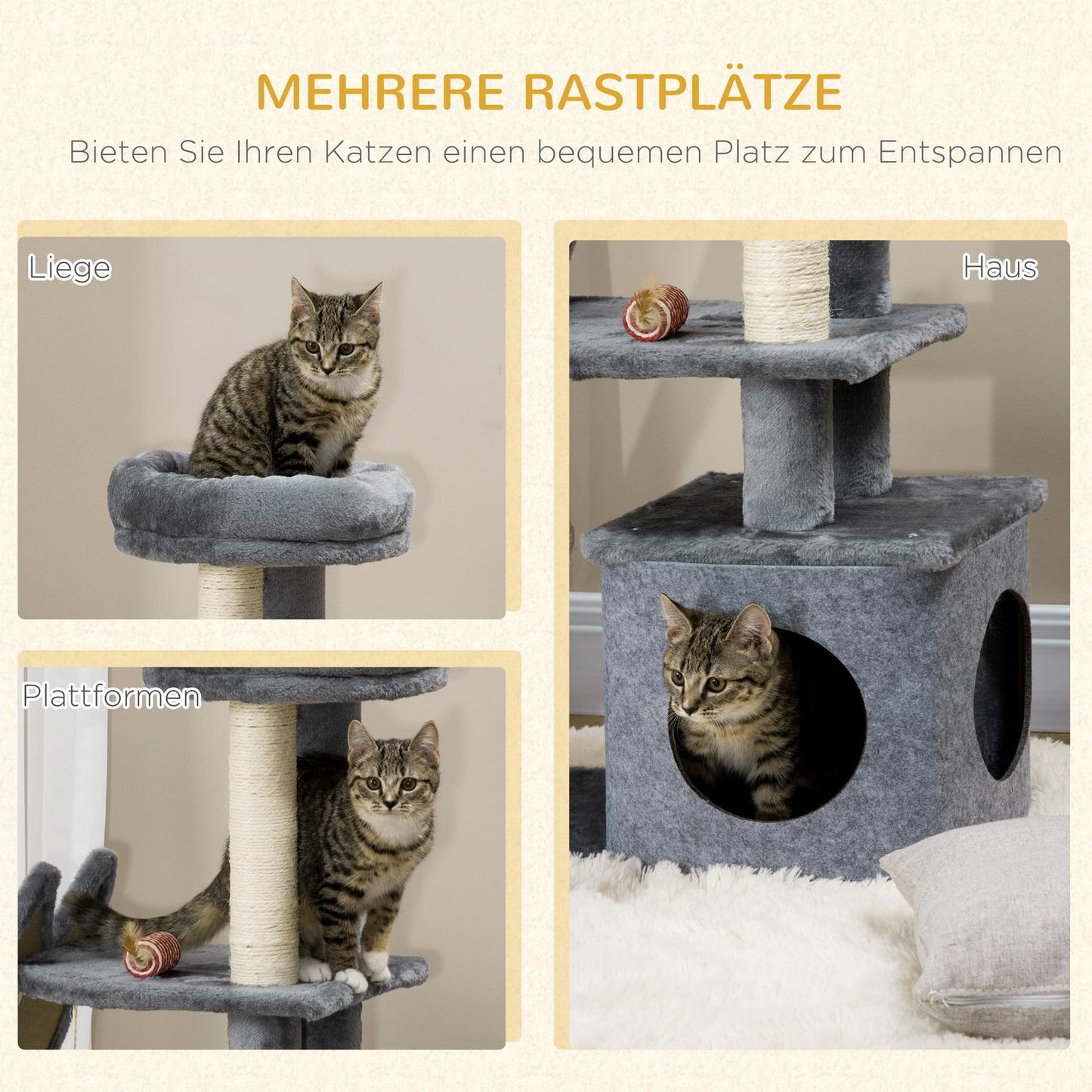 Cat Tree Tower with scratching post, platforms and ramp