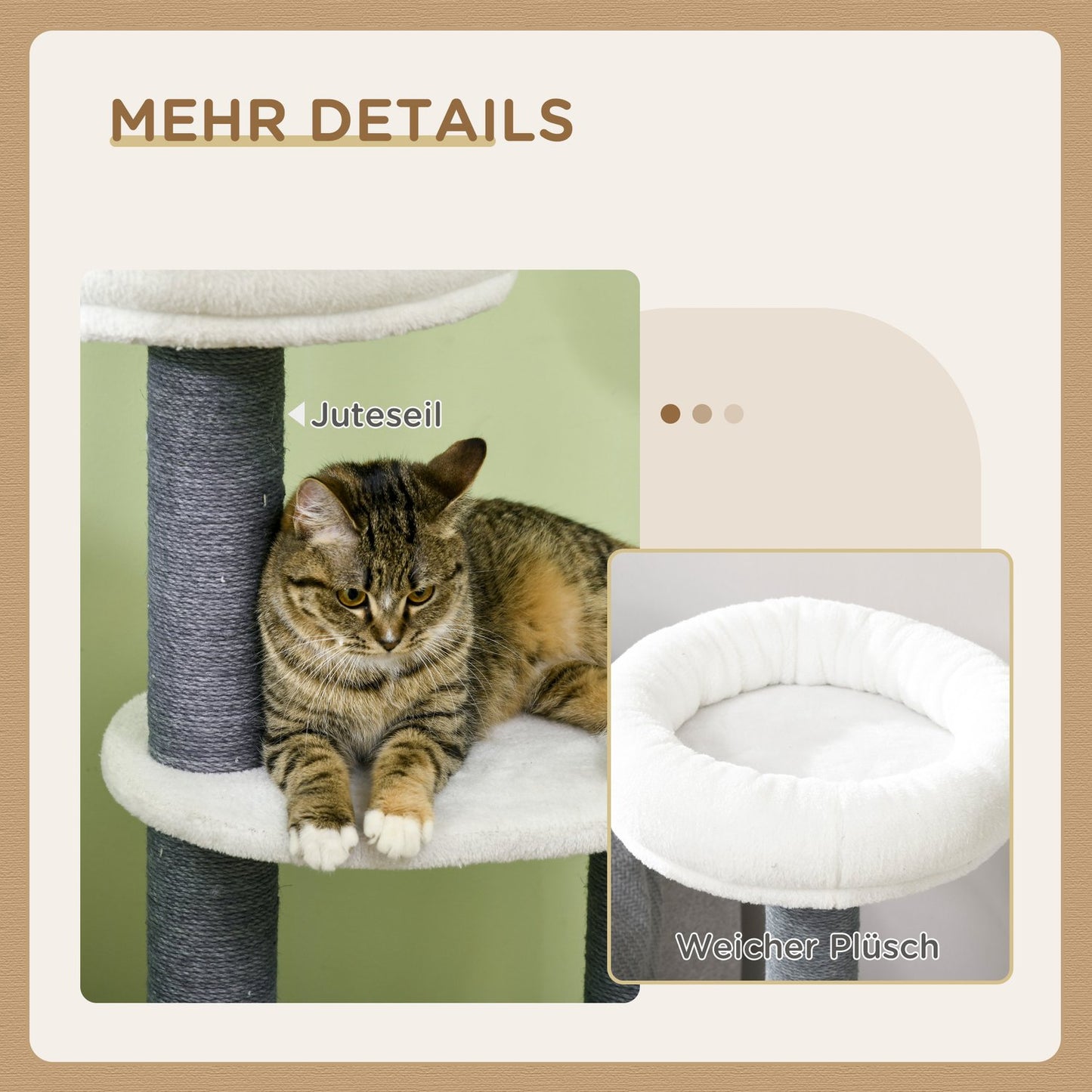 Cat tree with cave & scratching post, 98cm, grey/white