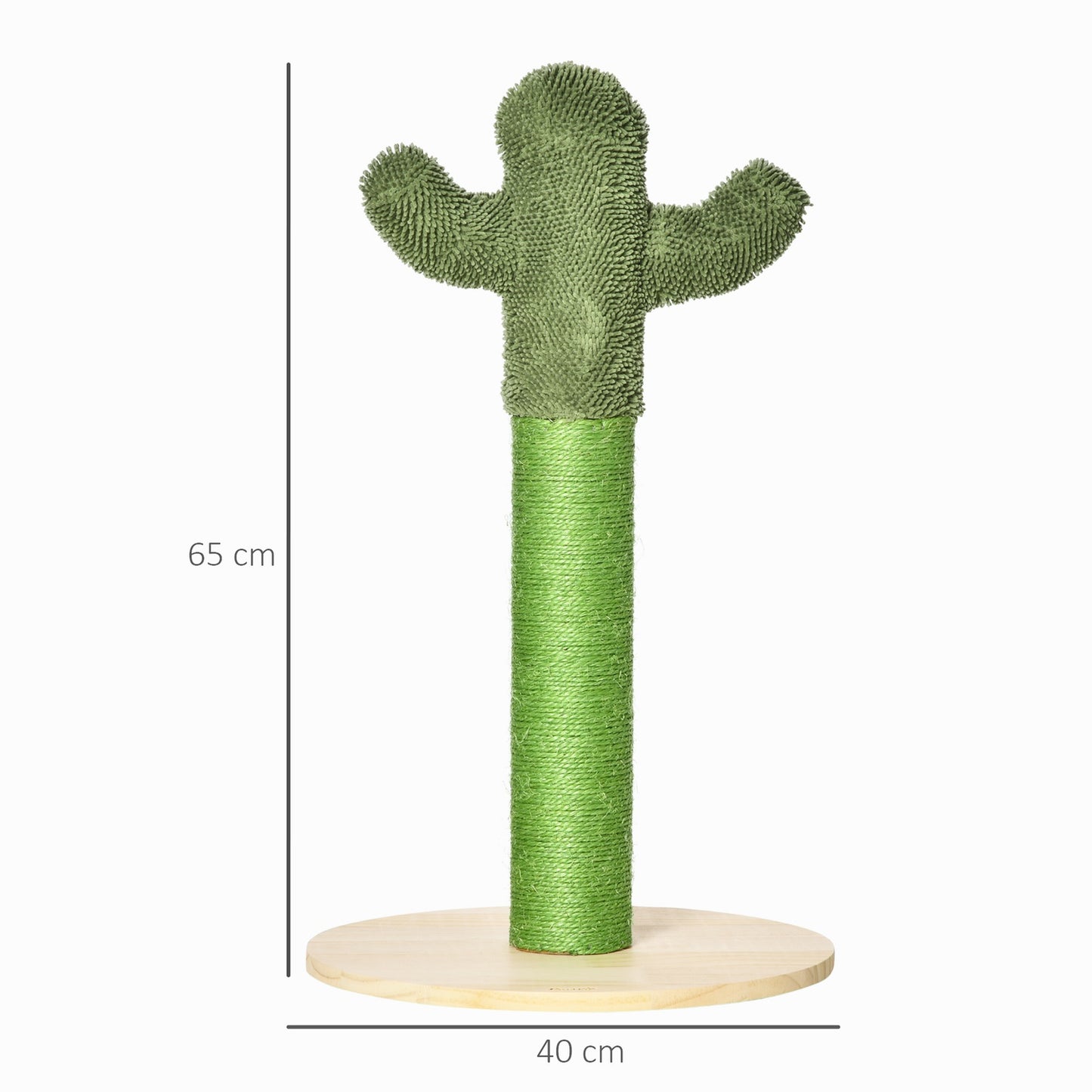 Cat scratching post, cactus design, pine & sisal, 65cm