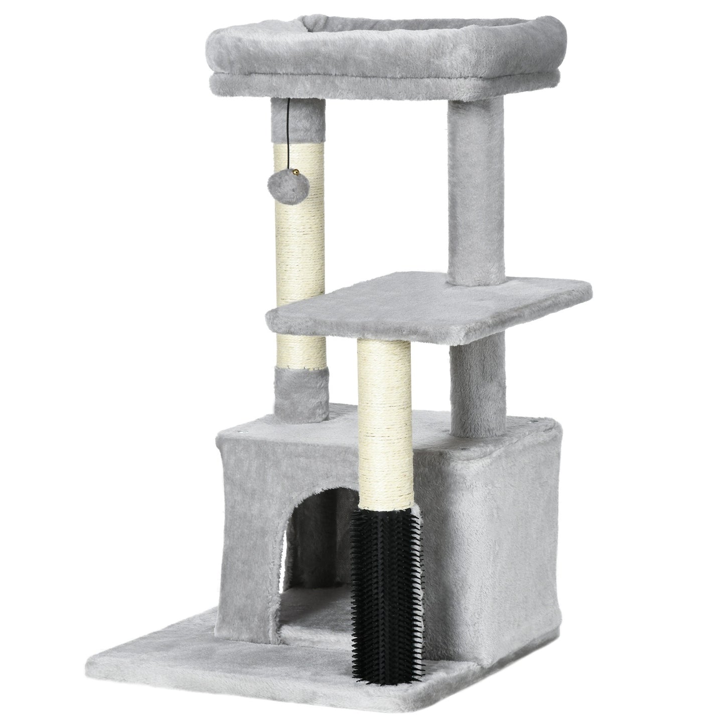 Cat tree with scratching posts, cat cave & massage, gray
