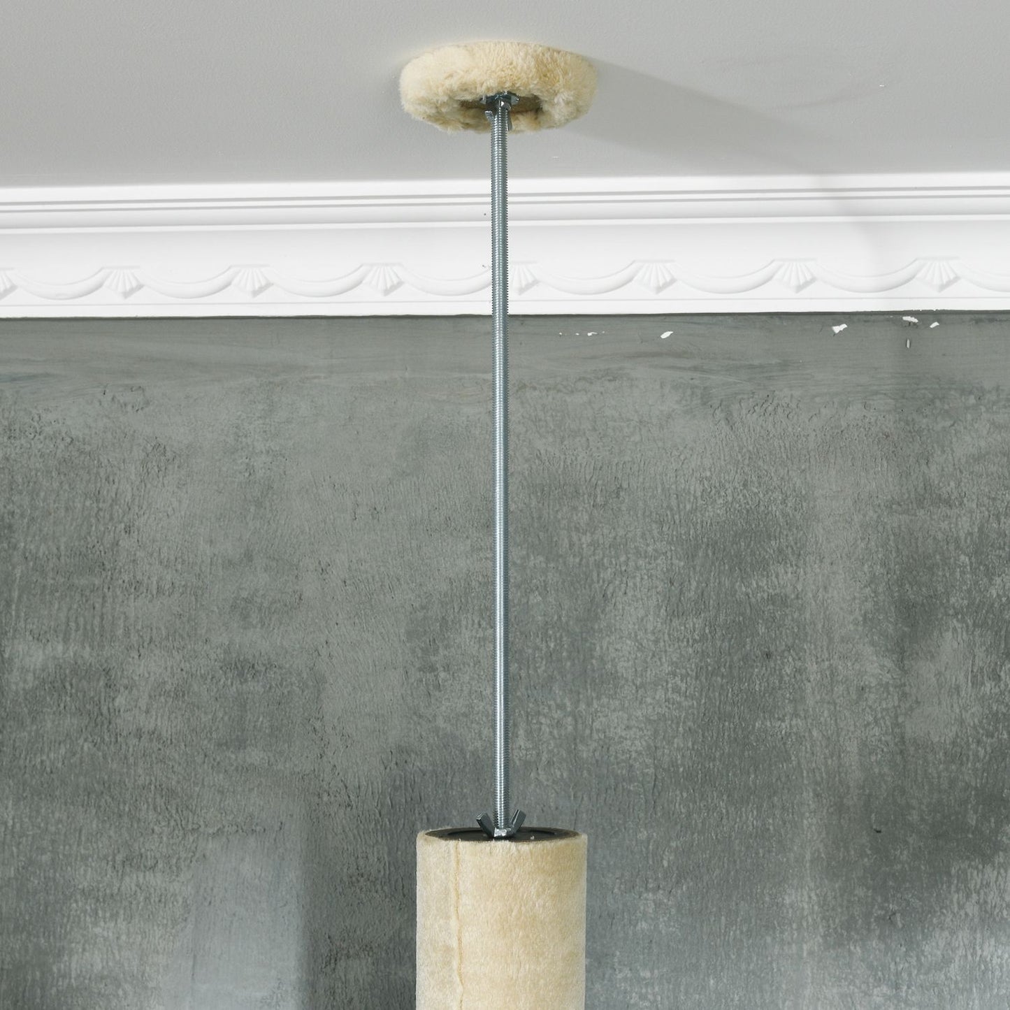 Ceiling cat scratching post with hammock and cave