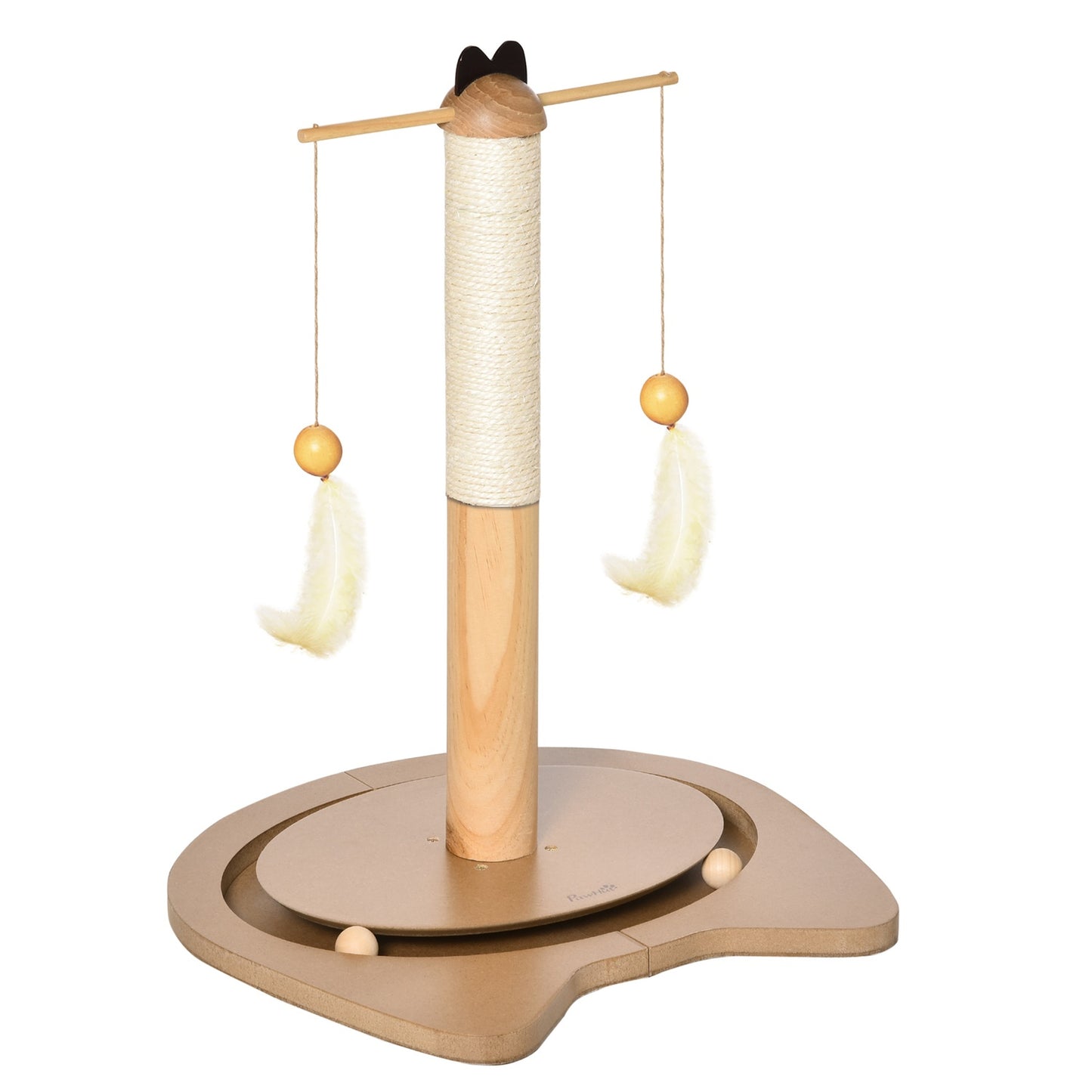 Cat scratching post with toy ball & spring, MDF & Sisal, 51 cm