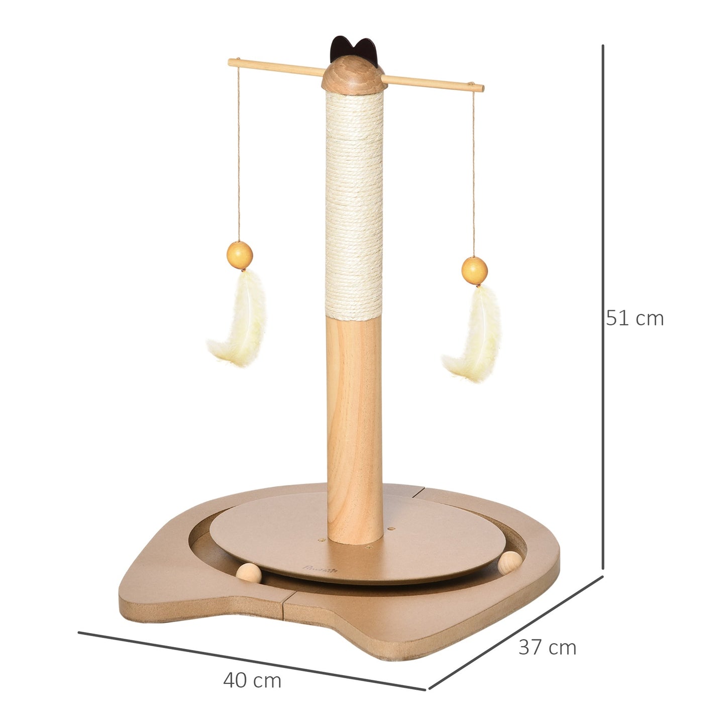 Cat scratching post with toy ball & spring, MDF & Sisal, 51 cm