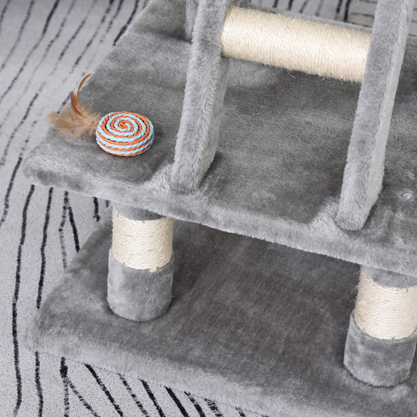 Multi-layer scratching post Cat tree with hammock, gray