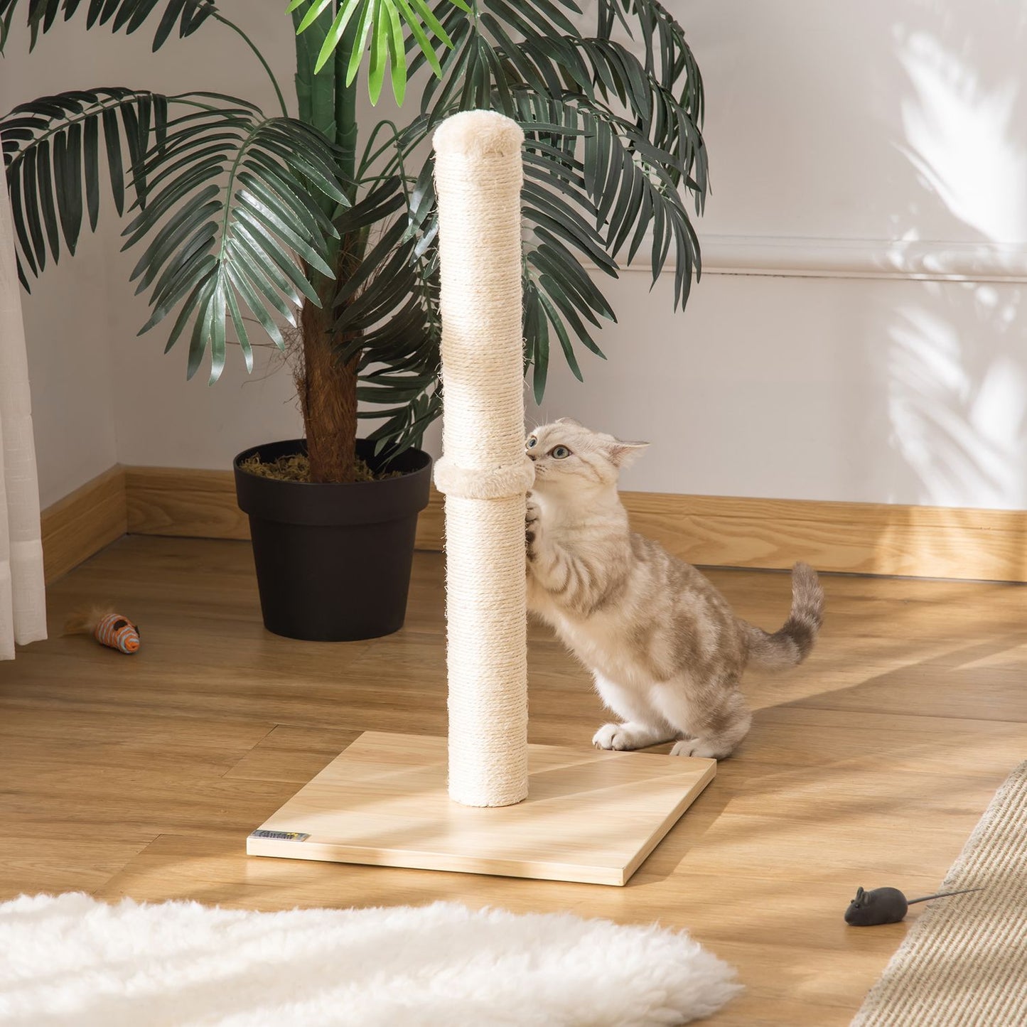 Cat scratching post, Sisal with ball, Stall 60cm Beige