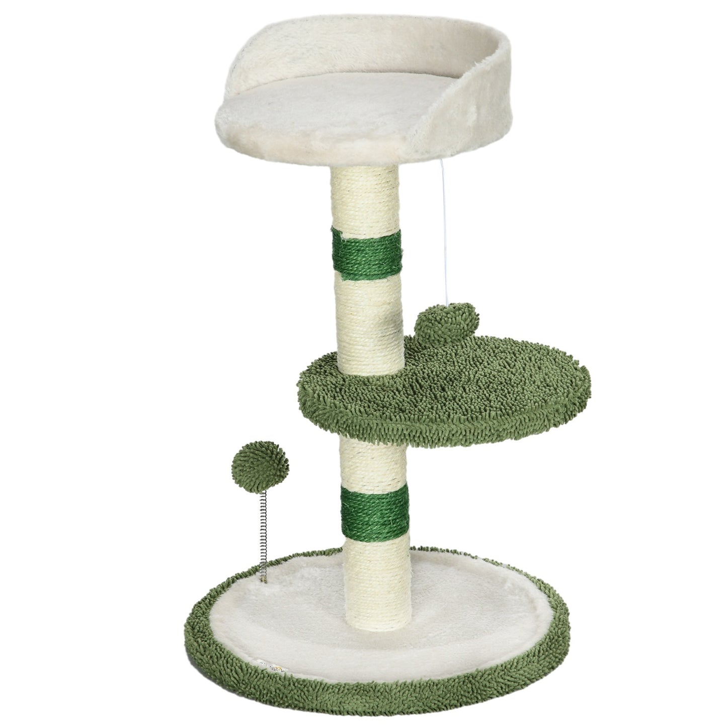 Cat scratching post with bed and toy, small 64cm