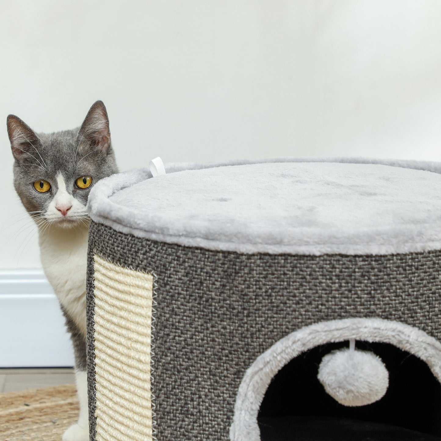 Dark gray cat tower - 30 cm sisal plate with cave