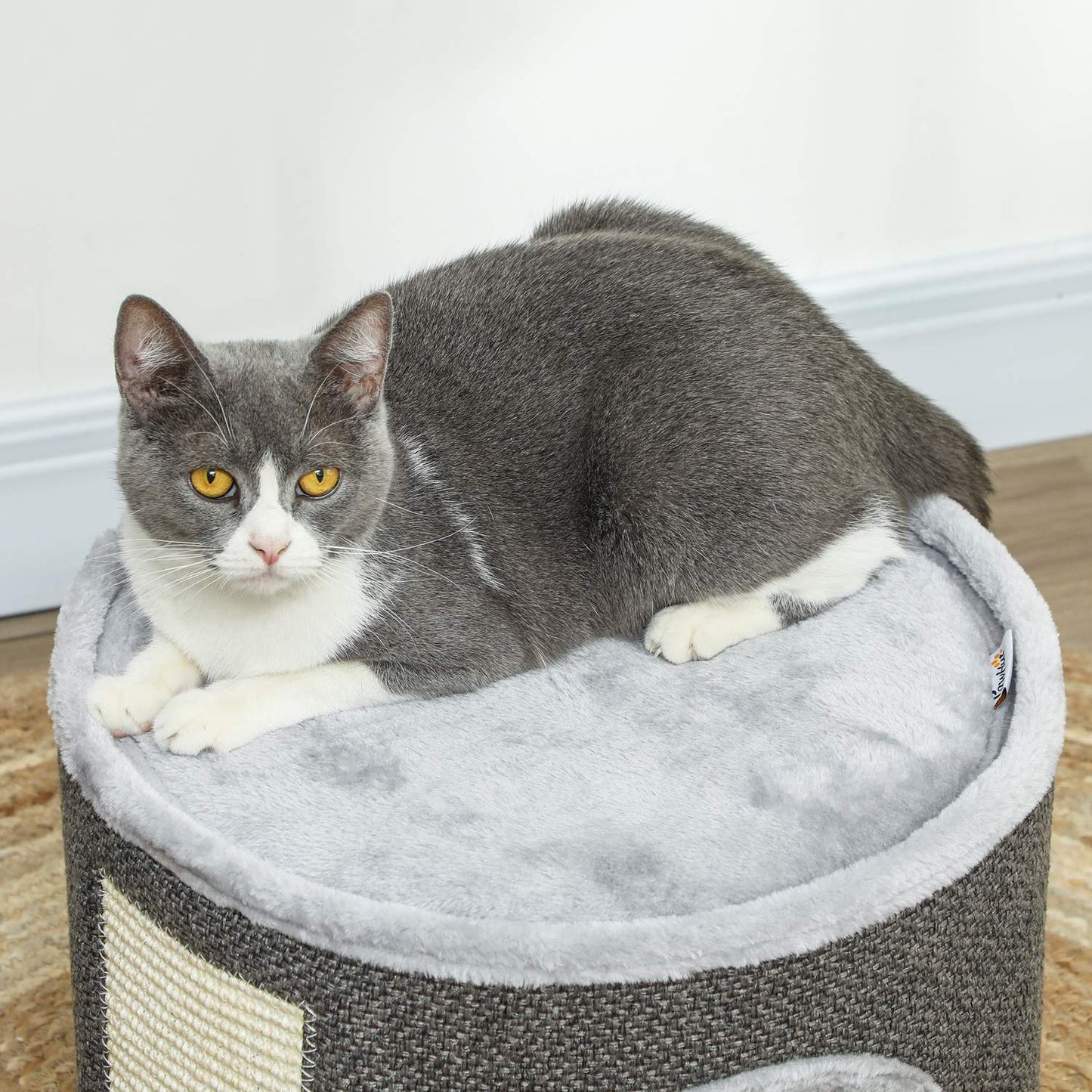 Dark gray cat tower - 30 cm sisal plate with cave