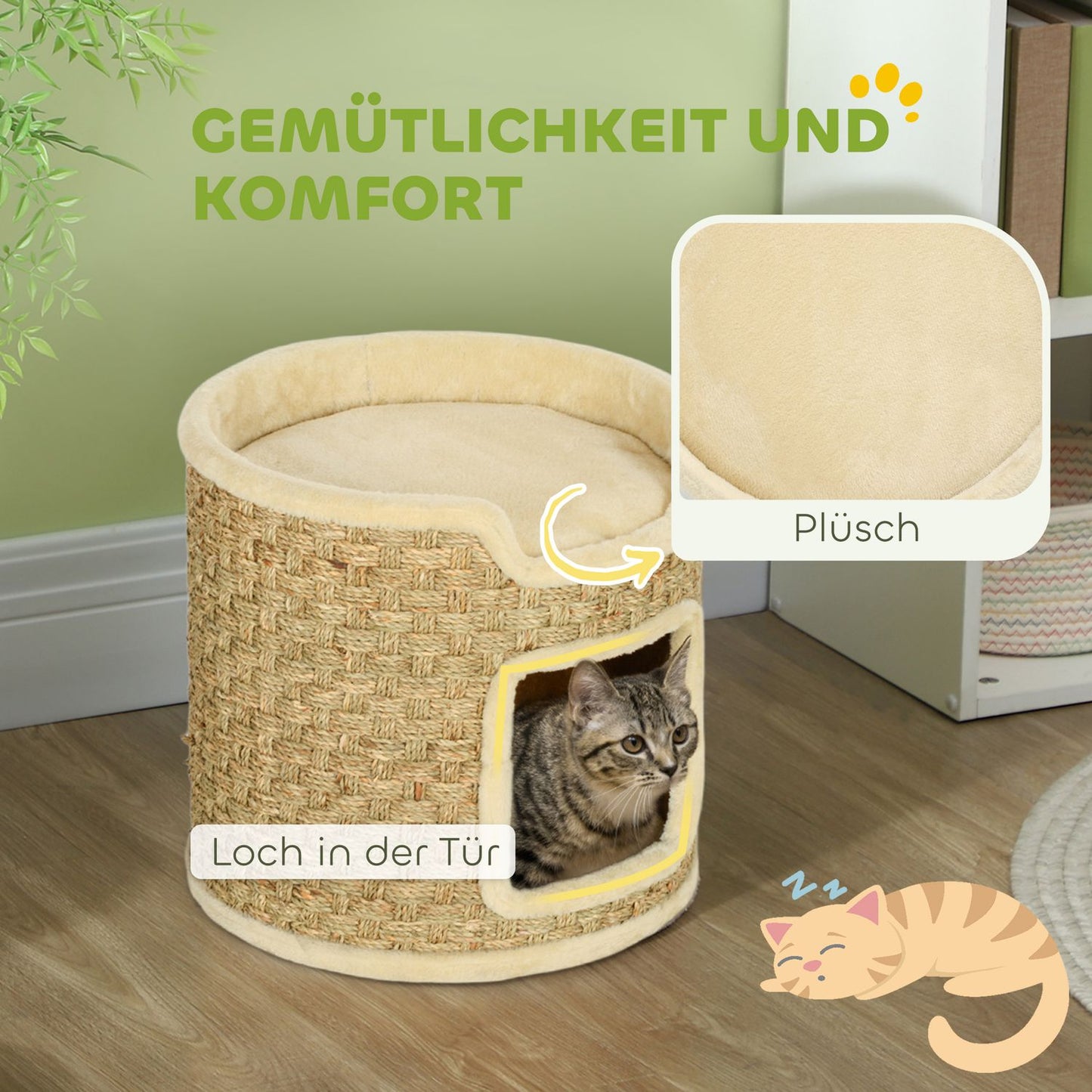 Cat Tower - 37 cm Sisal barrel, double level, Khaki