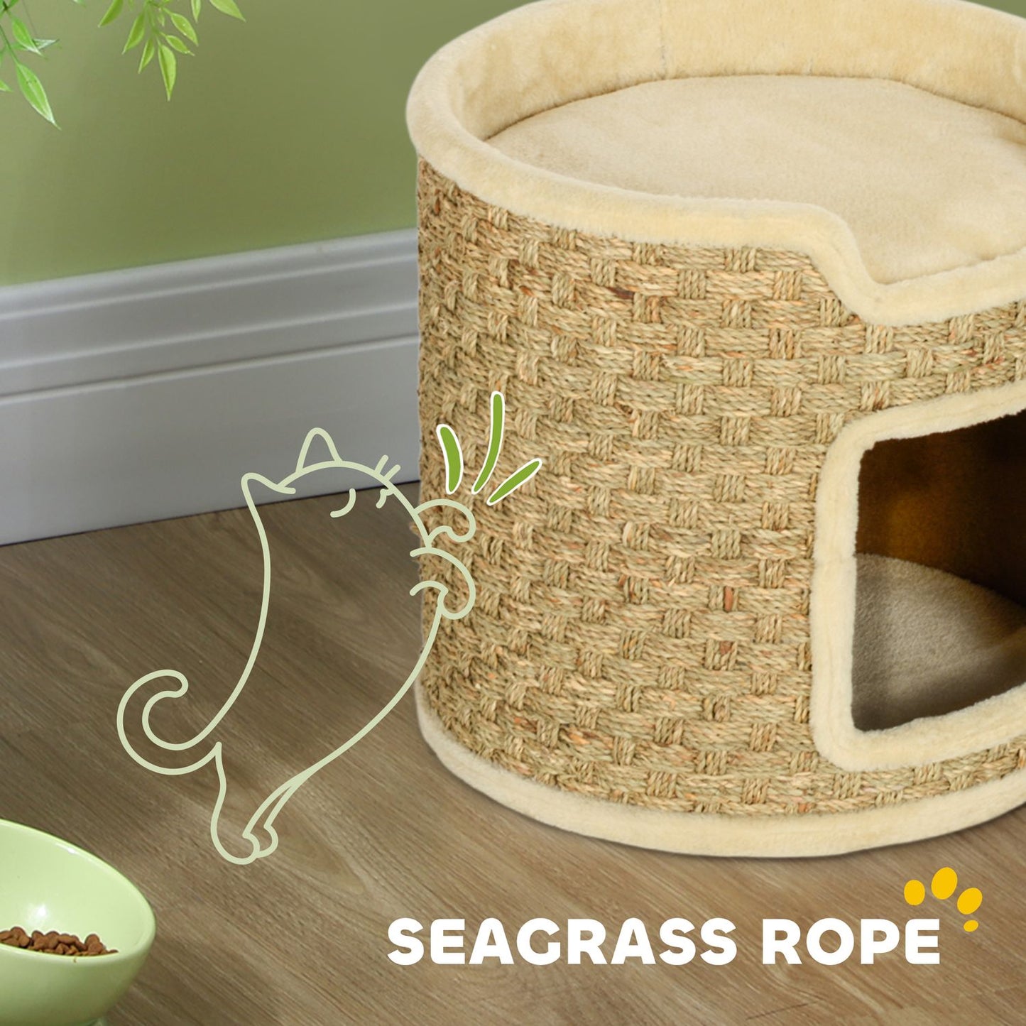 Cat Tower - 37 cm Sisal barrel, double level, Khaki