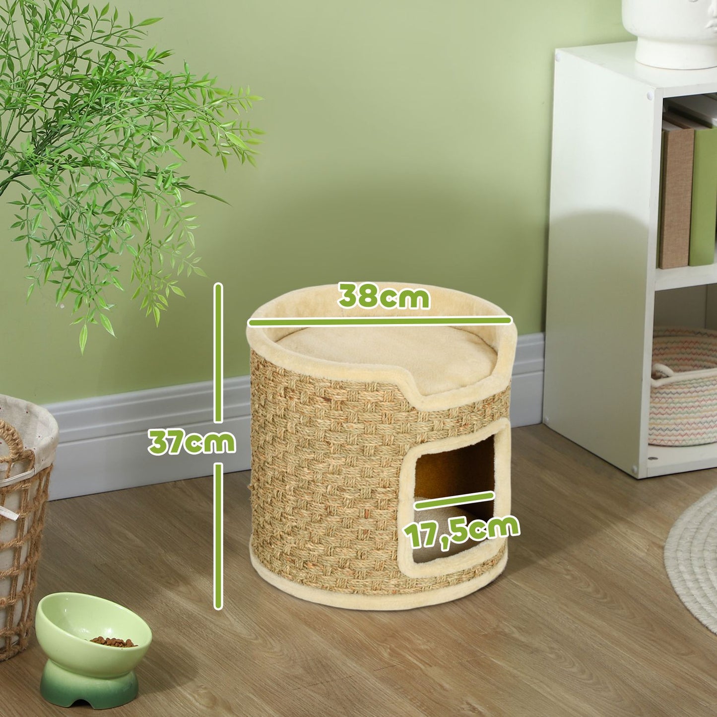 Cat Tower - 37 cm Sisal barrel, double level, Khaki