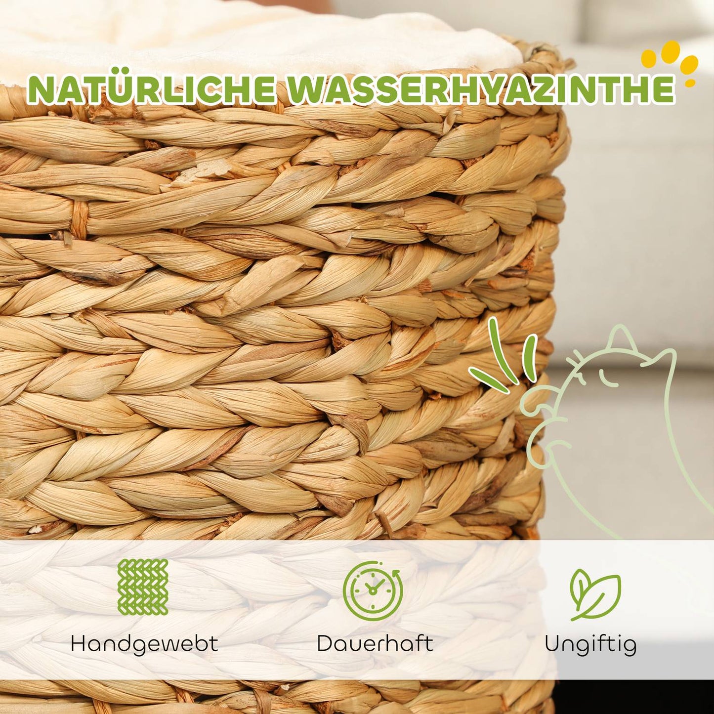 Cat Scratching Barrel, Water Hyacinth, 50 cm, Light Brown