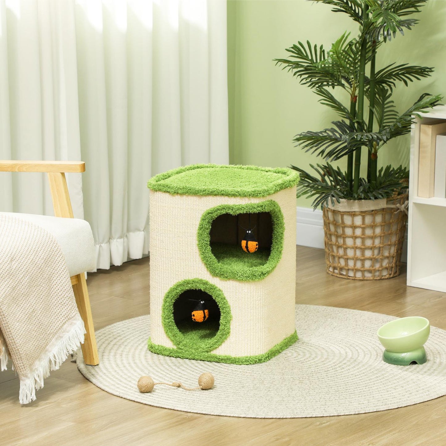Cat litter box, 52 cm high, Sisal Cave Tower with toys