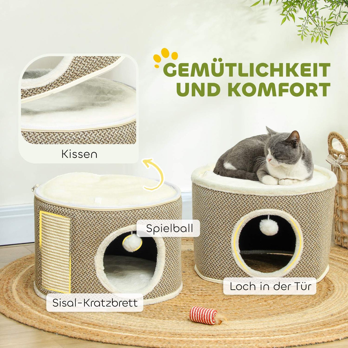 Cat Scratching Tray, Sisal, 56 cm, for cats up to 5 kg