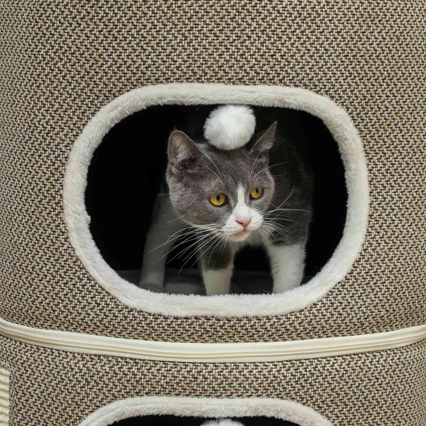 Cat Scratching Barrel - 2 caves, sisal, 69 cm, coffee/cream