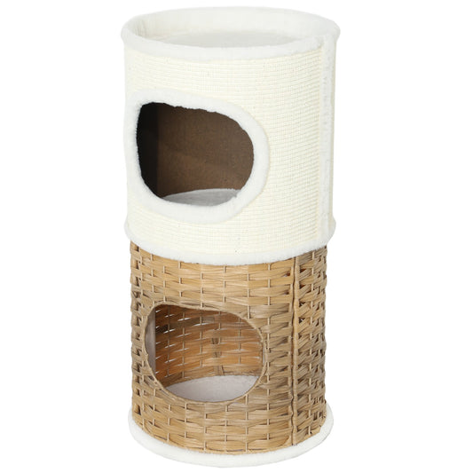 Three-Tier Cat Tree with Sisal Post, Cream White, 80 cm