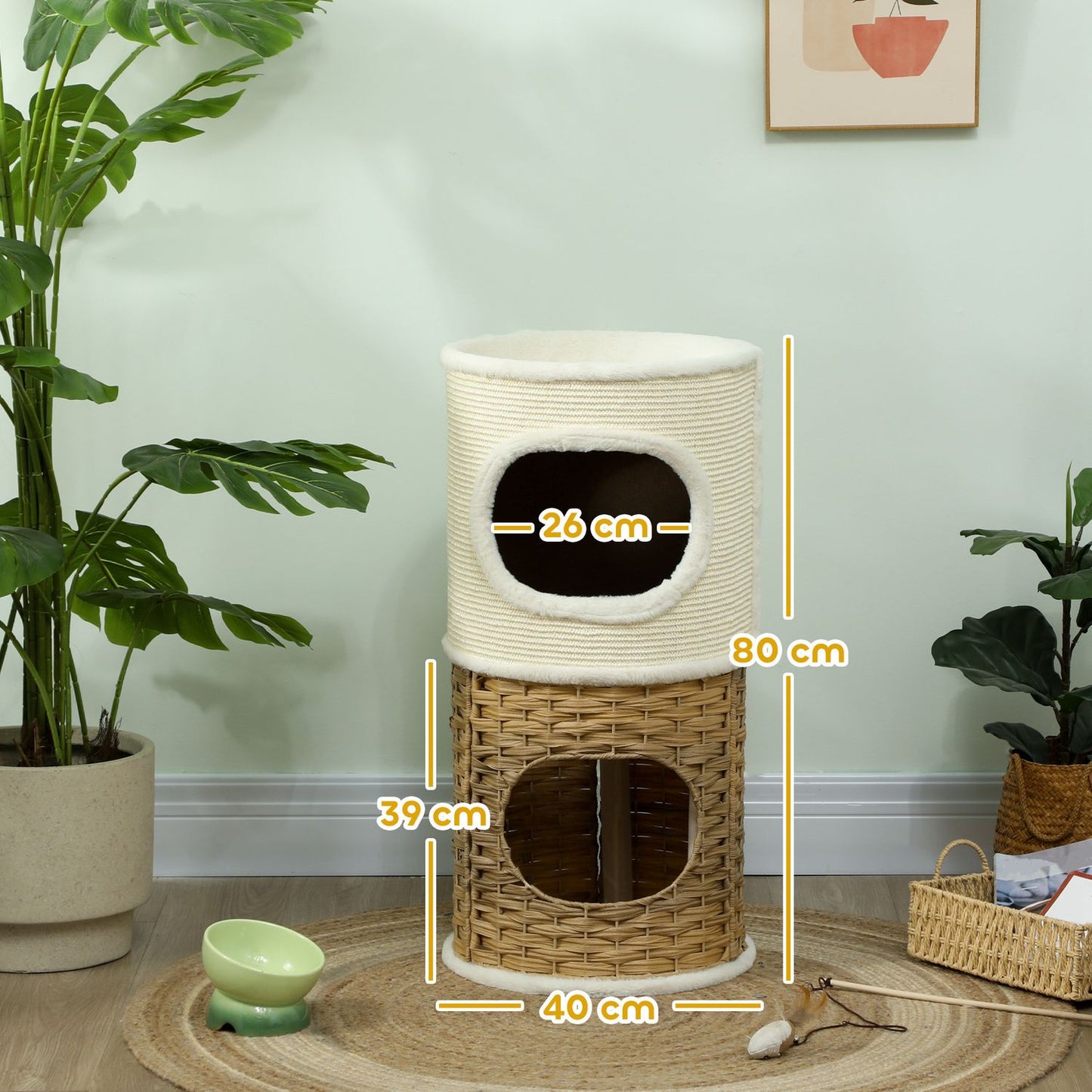 Three-Tier Cat Tree with Sisal Post, Cream White, 80 cm