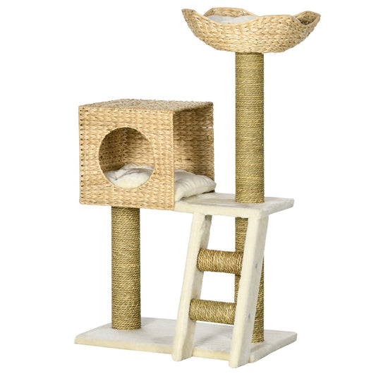 Cat tree with cave, bed, sisal poles and stairs