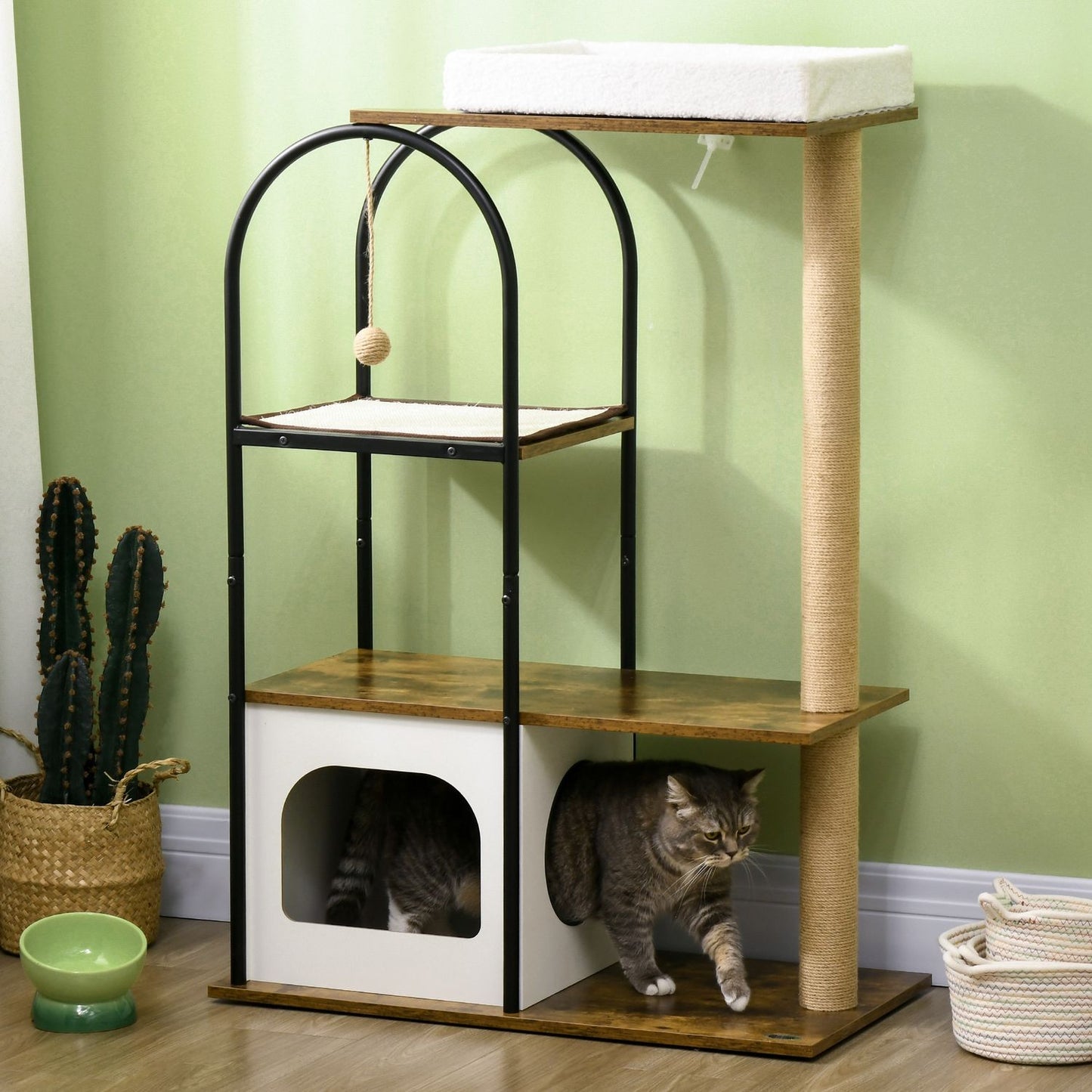 Cat tree 118.5 cm with cave, bed & scratching mat