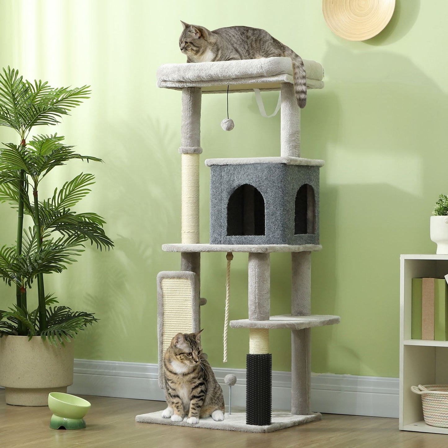 Cat tree with cave, sisal poles & play ball, 132 cm