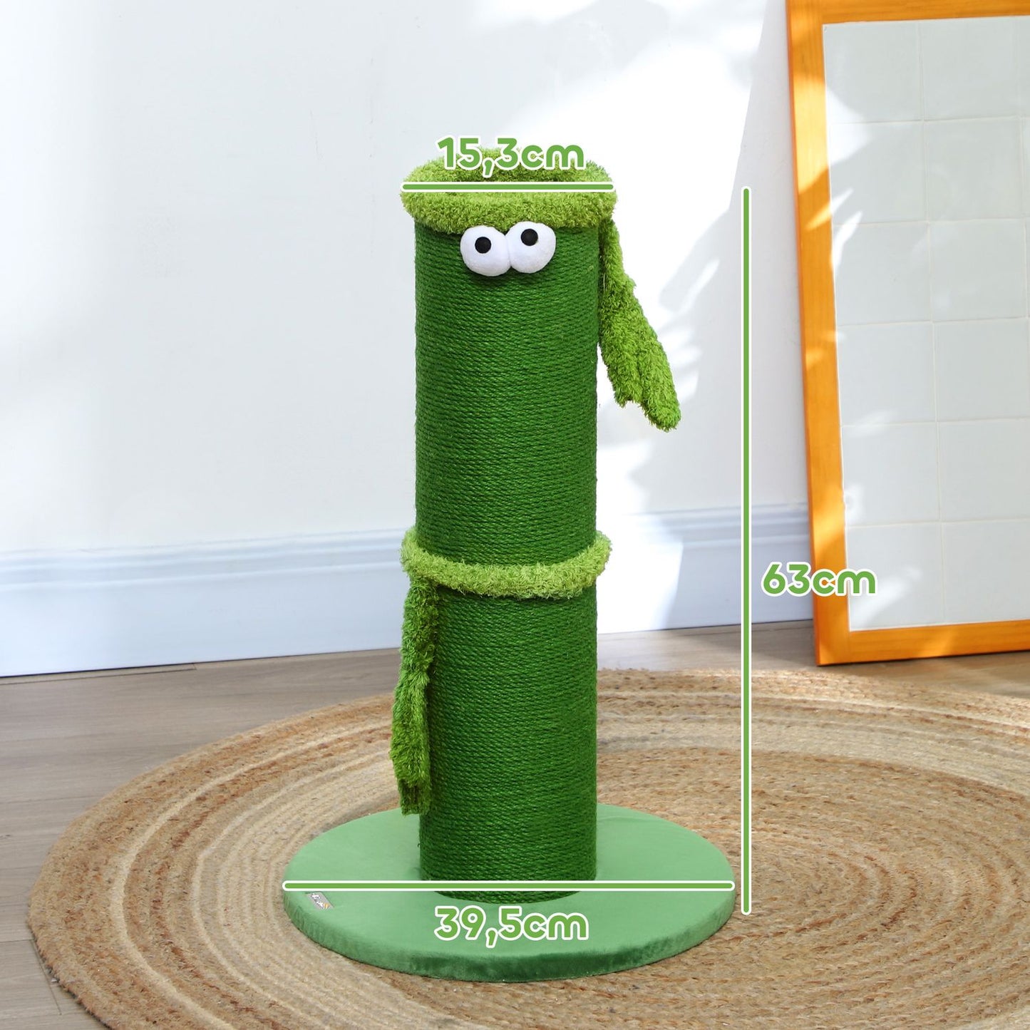Green Sisal Cat Scratching Post - 63cm Indoor Use