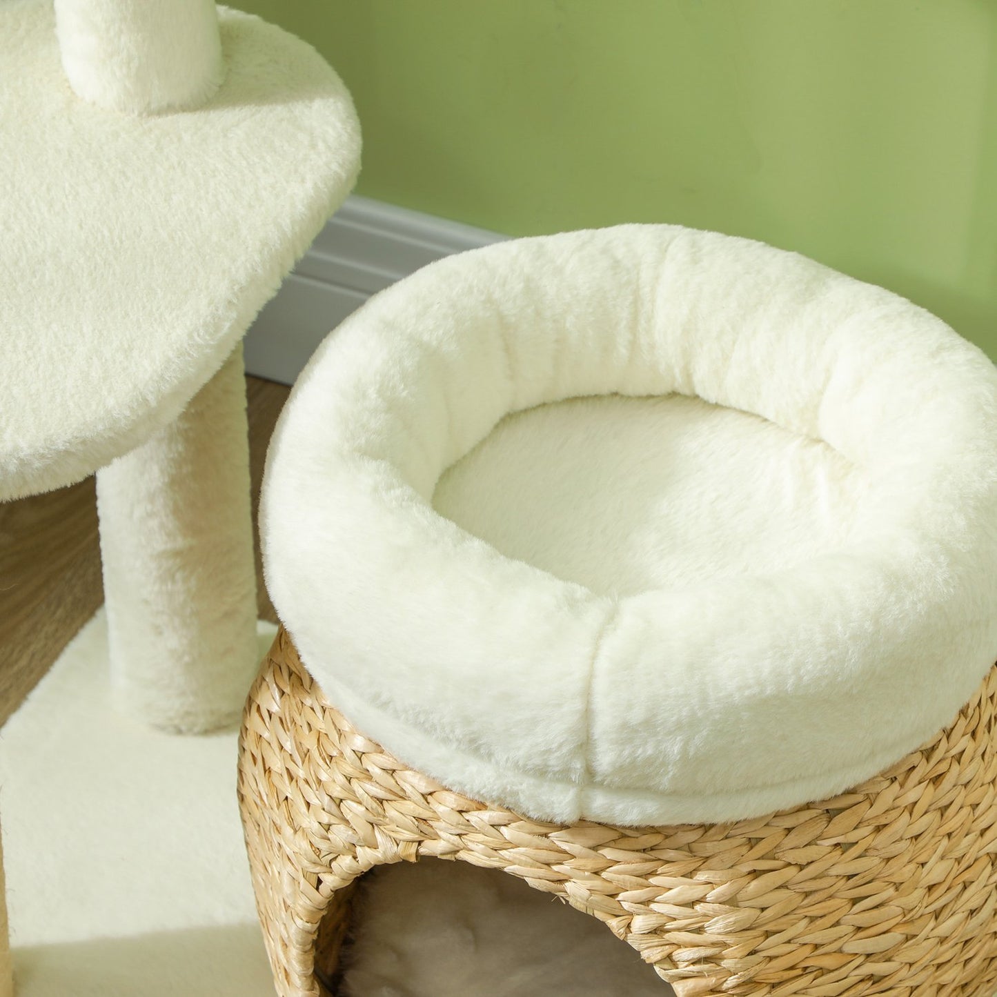 Cat tree with cave and beds, scratching posts, cream, up to 5 kg