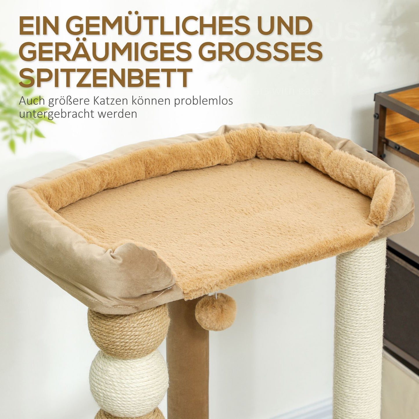 Cat tree with bed, platform and jute posts for 7 kg cats