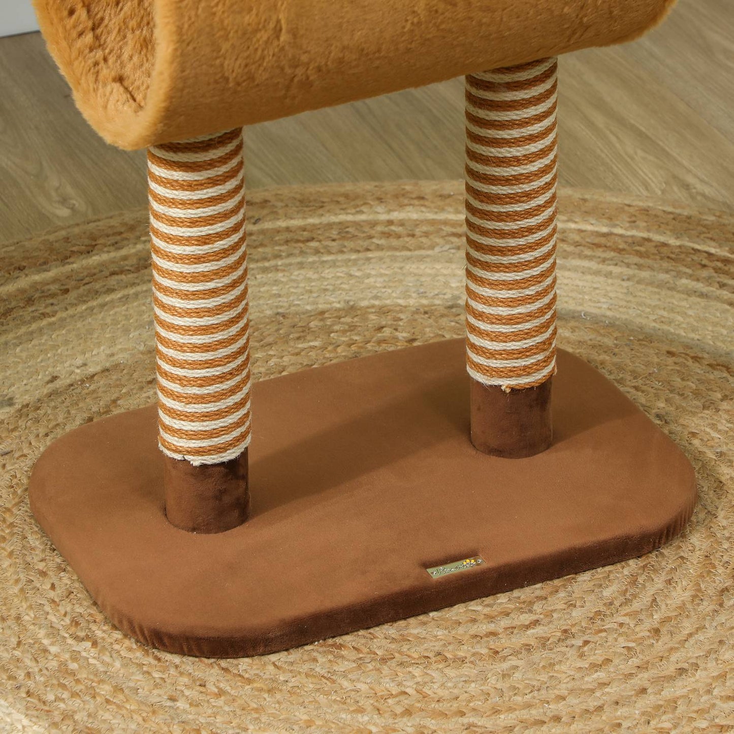 Scratching post 98 cm cat tower in deer design, with cave, play ball, jute trunks brown