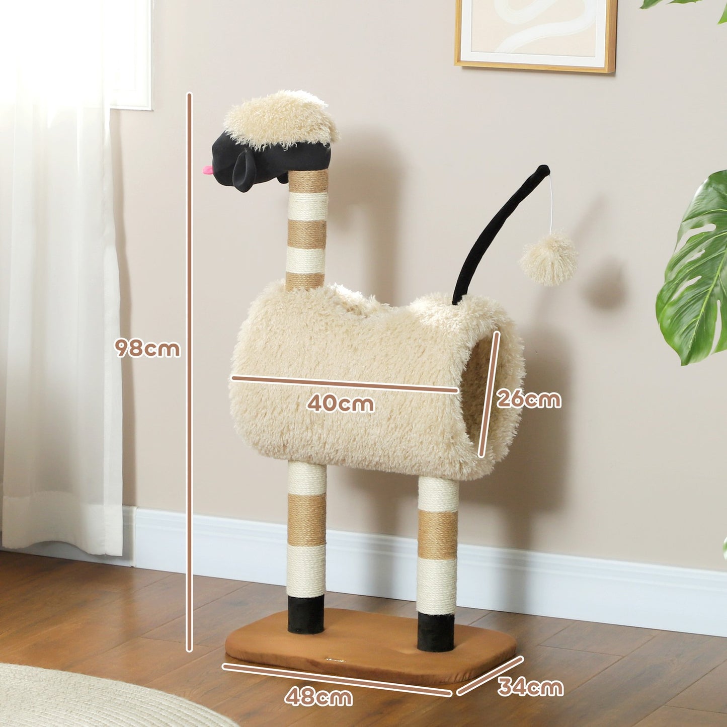 Cat tree with scratching post, tunnel, for cats up to 5 kg