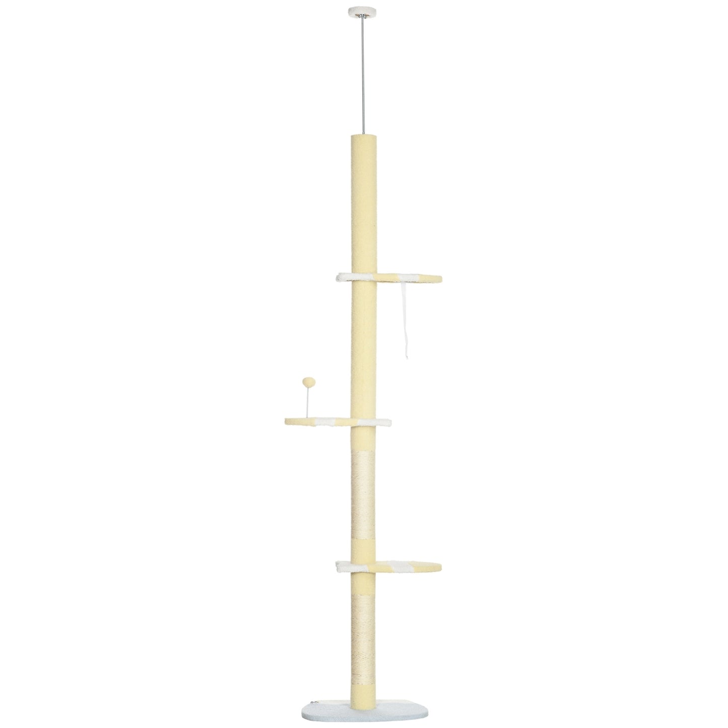 Adjustable cat scratching post with play ball, 220-260 cm