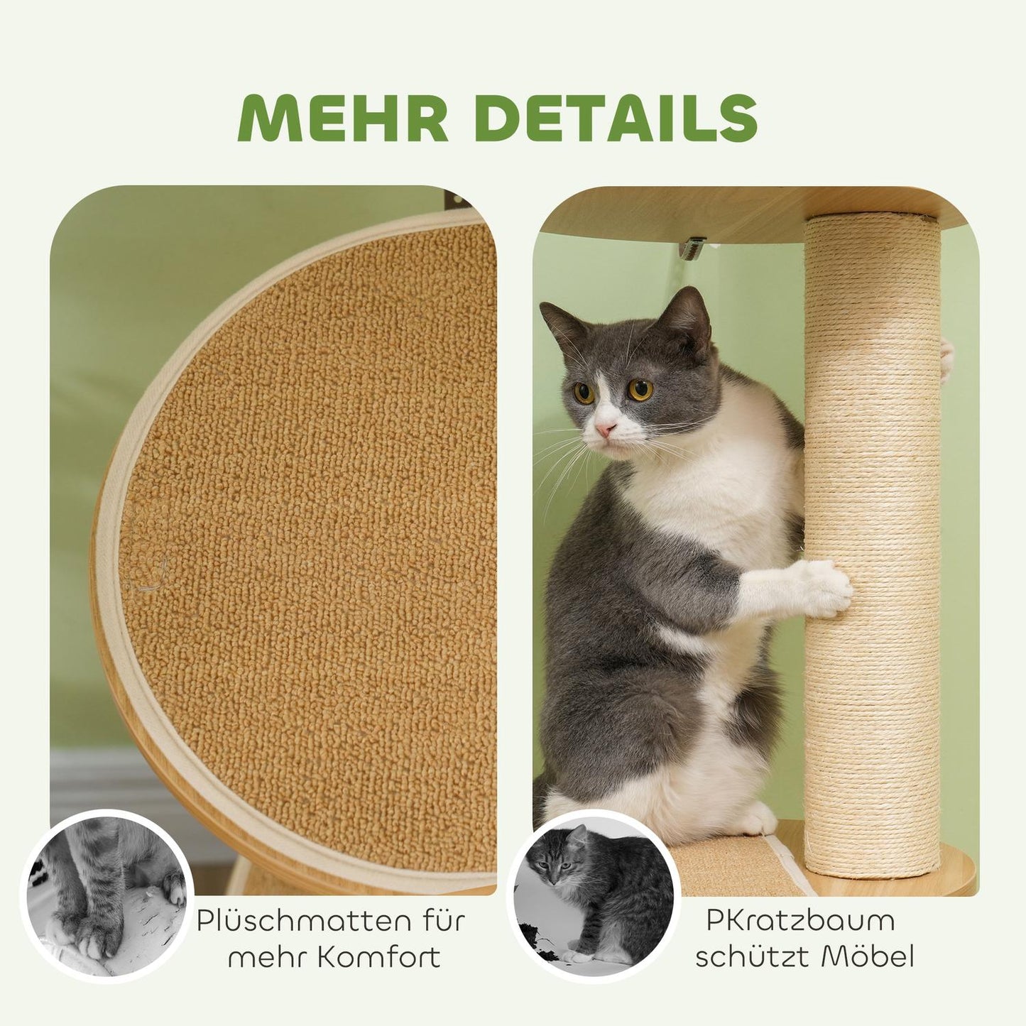 Adjustable cat tree with hammock, ceiling height 230-250cm